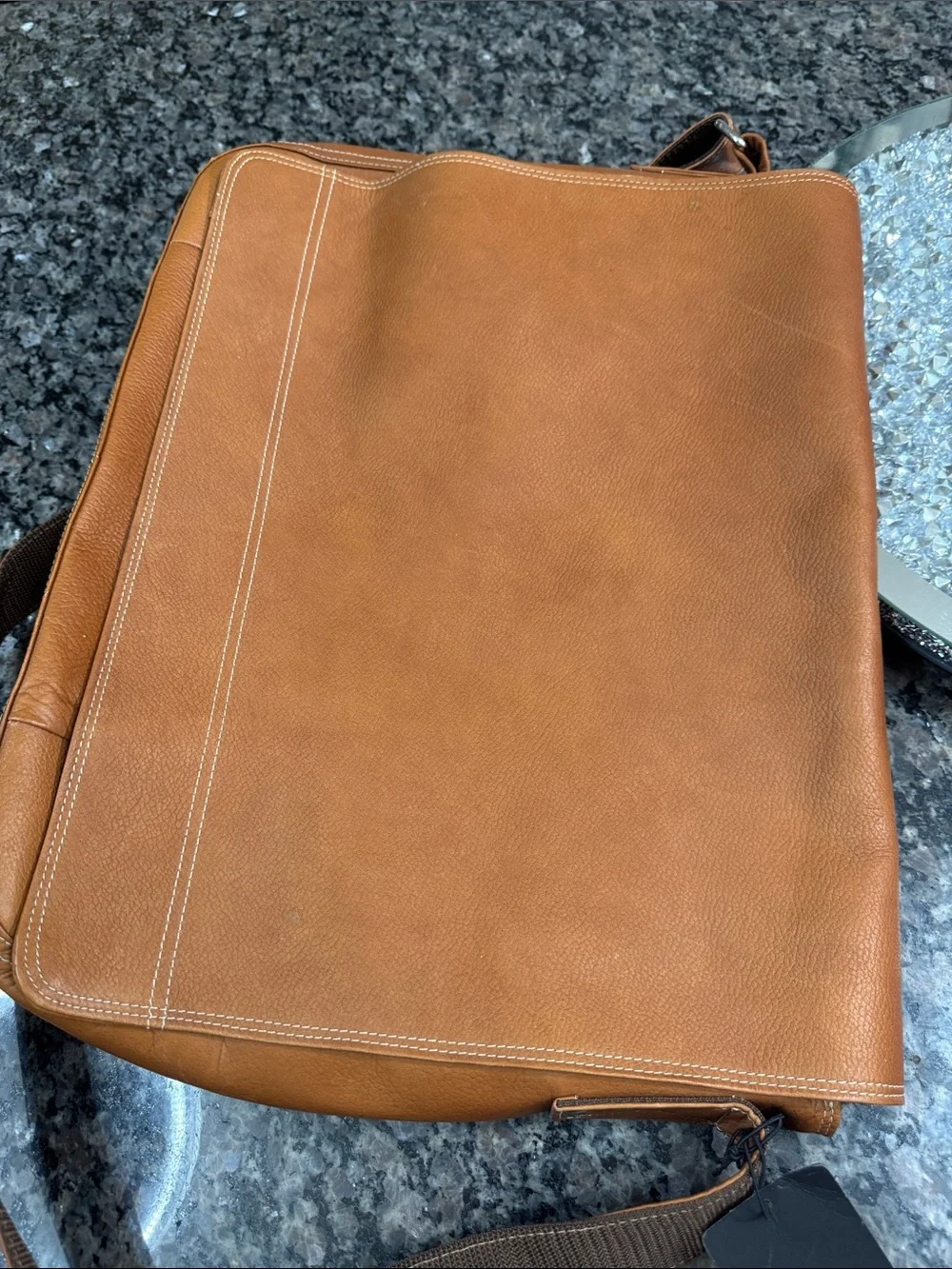 Bugatti Men's Leather Messenger Bag in Cognac Brown NWT
